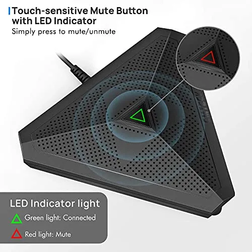 CMTECK USB Conference Microphone, Desktop Computer Mic, Mute Button with LED Indicator, Omnidirectional Condenser Boundary