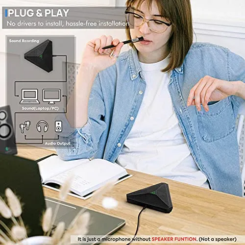 CMTECK USB Conference Microphone, Desktop Computer Mic, Mute Button with LED Indicator, Omnidirectional Condenser Boundary