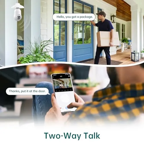 COMBATH Light Bulb Security Camera, 5G/2.4GHz WiFi 2K Light Bulb Cameras Outdoor Indoor with E27 Socket, Motion Detection