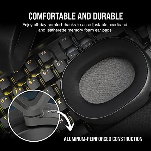 Corsair HS65 Wireless Multiplatform Gaming Headset with Bluetooth - Dolby Audio 7.1 - Omni-Directional Microphone - iCUE