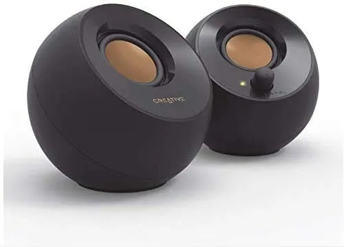 Creative Pebble 2.0 USB-Powered Desktop Speakers with Far-Field Drivers and Passive Radiators for Pcs and Laptops (Black)