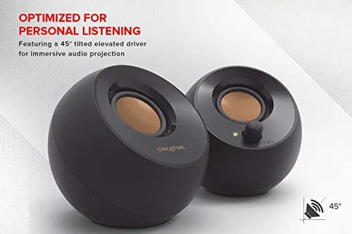 Creative Pebble 2.0 USB-Powered Desktop Speakers with Far-Field Drivers and Passive Radiators for Pcs and Laptops (Black)