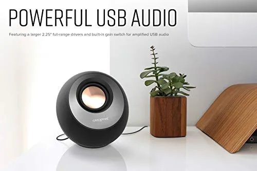 Creative Pebble V3 Minimalistic 2.0 USB-C Desktop Speakers with USB Audio, Clear Dialog Enhancement, Bluetooth 5.0, 8W RMS