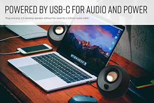 Creative Pebble V3 Minimalistic 2.0 USB-C Desktop Speakers with USB Audio, Clear Dialog Enhancement, Bluetooth 5.0, 8W RMS