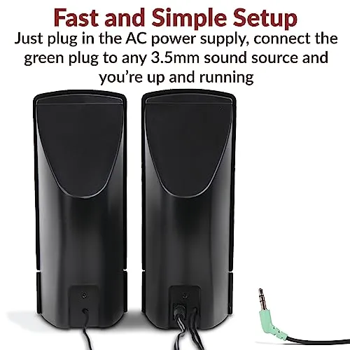 Cyber Acoustics CA-2014 Computer Speakers, Full Stereo Sound, Convenient Controls, Easy Setup computer speaker - detail shot