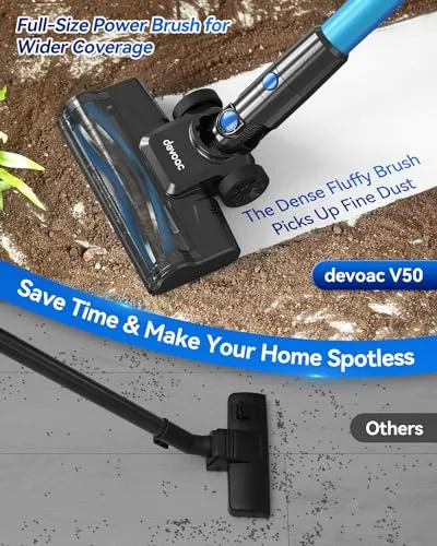 DEVOAC Cordless Vacuum Cleaner, Lightweight with Rechargeable Battery, Convenient 7 in 1 Handheld Stick Vacuum Cleaner with