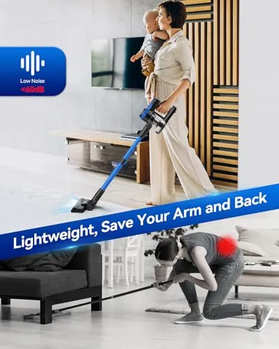 DEVOAC Cordless Vacuum Cleaner, Lightweight with Rechargeable Battery, Convenient 7 in 1 Handheld Stick Vacuum Cleaner with