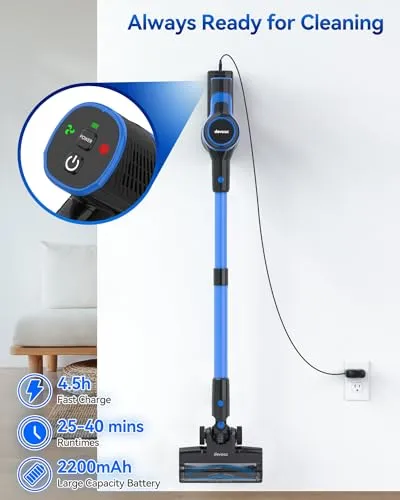DEVOAC Cordless Vacuum Cleaner, Lightweight with Rechargeable Battery, Convenient 7 in 1 Handheld Stick Vacuum Cleaner with