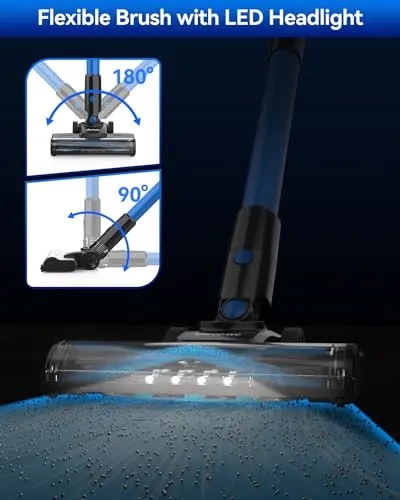 DEVOAC Cordless Vacuum Cleaner, Lightweight with Rechargeable Battery, Convenient 7 in 1 Handheld Stick Vacuum Cleaner with