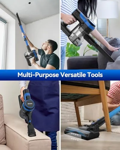 DEVOAC Cordless Vacuum Cleaner, Lightweight with Rechargeable Battery, Convenient 7 in 1 Handheld Stick Vacuum Cleaner with