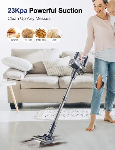 DEVOAC I8 Corded Vacuum Cleaner, 600W 23KPa Stick Vacuum, Free-Stand 6 in 1 Powerful Lightweight Handheld Vacuum for Hard
