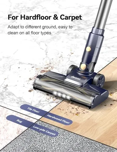 DEVOAC I8 Corded Vacuum Cleaner, 600W 23KPa Stick Vacuum, Free-Stand 6 in 1 Powerful Lightweight Handheld Vacuum for Hard