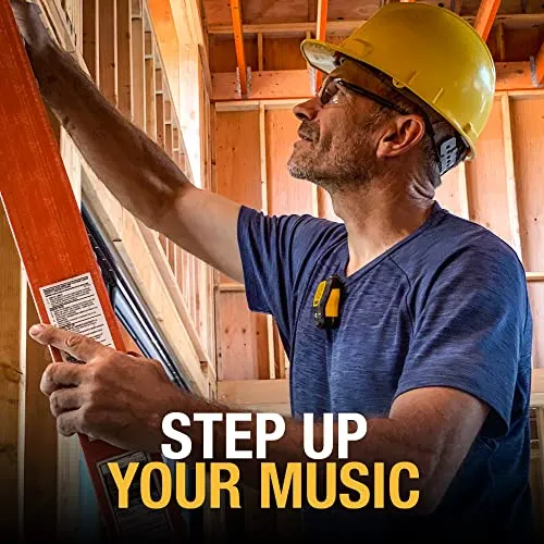 DEWALT Wearable Bluetooth Speaker — Magnetic Clip-On Wireless Jobsite Pro Water-Resistant Portable Speaker — Built-in Mic