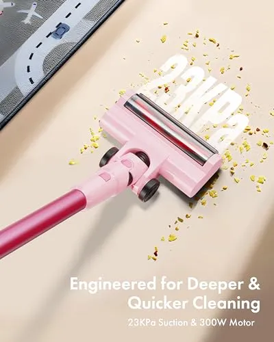 Dezkly Cordless Vacuum Cleaner, 8 in 1 Lightweight Stick Vacuum with Sofa Brush, 300W Motor, 23KPa Max Suction, 48mins