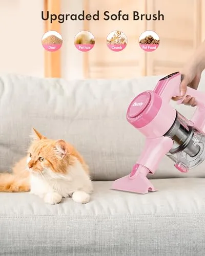Dezkly Cordless Vacuum Cleaner, 8 in 1 Lightweight Stick Vacuum with Sofa Brush, 300W Motor, 23KPa Max Suction, 48mins