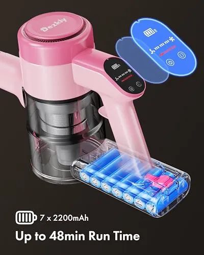 Dezkly Cordless Vacuum Cleaner, 8 in 1 Lightweight Stick Vacuum with Sofa Brush, 300W Motor, 23KPa Max Suction, 48mins