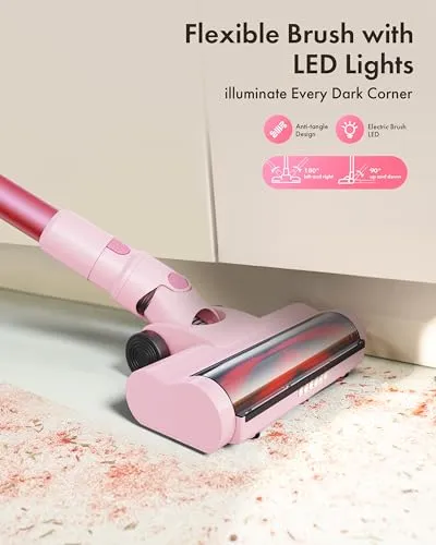 Dezkly Cordless Vacuum Cleaner, 8 in 1 Lightweight Stick Vacuum with Sofa Brush, 300W Motor, 23KPa Max Suction, 48mins