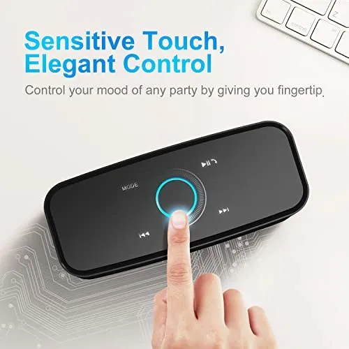 DOSS Bluetooth Speaker, SoundBox Touch Portable Wireless Bluetooth Speaker with 12W HD Sound and Bass, IPX5 Waterproof, 20H
