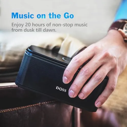 DOSS Bluetooth Speaker, SoundBox Touch Portable Wireless Bluetooth Speaker with 12W HD Sound and Bass, IPX5 Waterproof, 20H