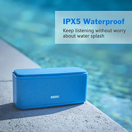 DOSS Bluetooth Speaker, SoundBox Touch Portable Wireless Bluetooth Speaker with 12W HD Sound and Bass, IPX5 Waterproof, 20H