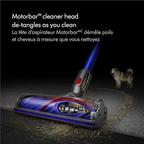 Dyson V11 Cordless Stick Vacuum, Large, Nickel/Blue vacuum cleaner - in use