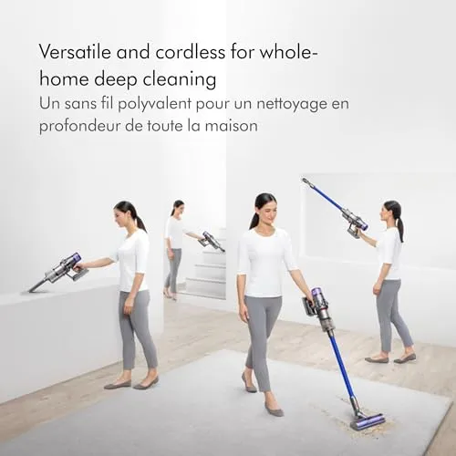 Dyson V11 Cordless Stick Vacuum, Large, Nickel/Blue vacuum cleaner - side view