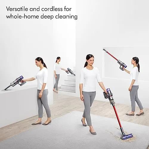 Dyson V11 Extra Cordless Vacuum Cleaner - Nickel/Red, Large vacuum cleaner - side view