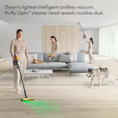 Dyson V12 Detect Slim Cordless Vacuum Cleaner,Yellow/Iron vacuum cleaner - side view