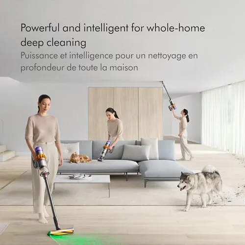 Dyson V15 Detect Cordless Vacuum Cleaner, Yellow/Nickel vacuum cleaner - in use