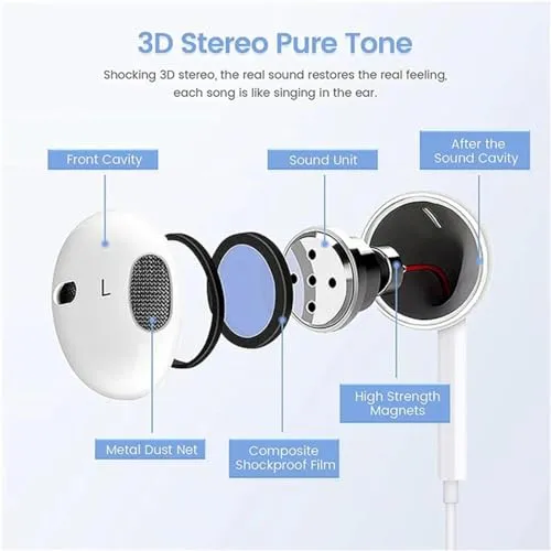 Ealitak 2 Packs iPhone Headphones for Apple Earbuds Wired Lightning Earphones [Apple MFi Certified] (Built-in Mic and Volume