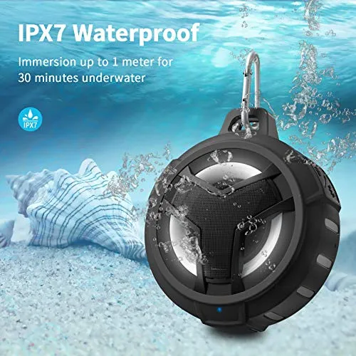 EBODA Bluetooth Shower Speaker, Portable Bluetooth Speakers, IP67 Waterproof Wireless Speaker with LED Light, Floating,