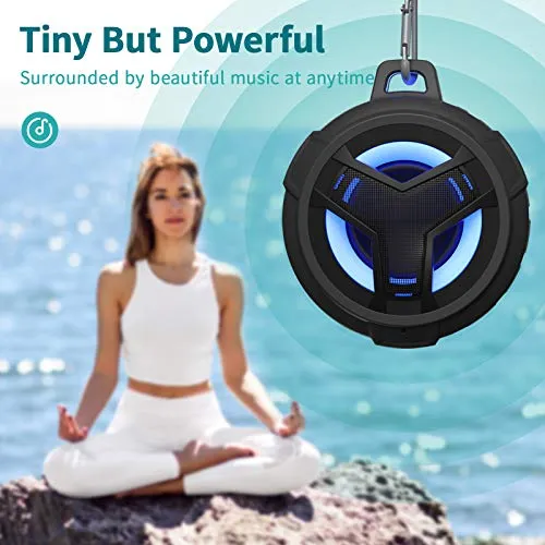 EBODA Bluetooth Shower Speaker, Portable Bluetooth Speakers, IP67 Waterproof Wireless Speaker with LED Light, Floating,