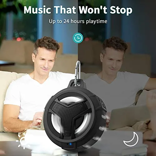 EBODA Bluetooth Shower Speaker, Portable Bluetooth Speakers, IP67 Waterproof Wireless Speaker with LED Light, Floating,