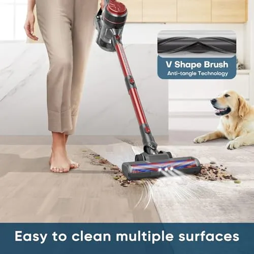 EICOBOT Cordless Vacuum Cleaner,20000Pa High Efficiency Stick Vacuum,6 in 1 Lightweight Quiet Vacuum Cleaner with 35min Long