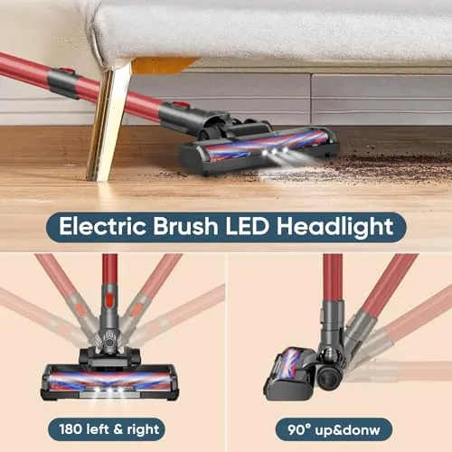EICOBOT Cordless Vacuum Cleaner,20000Pa High Efficiency Stick Vacuum,6 in 1 Lightweight Quiet Vacuum Cleaner with 35min Long