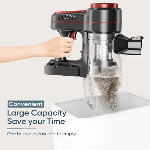 EICOBOT Cordless Vacuum Cleaner,20000Pa High Efficiency Stick Vacuum,6 in 1 Lightweight Quiet Vacuum Cleaner with 35min Long