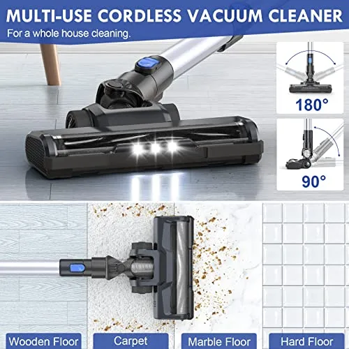 EICOBOT Cordless Vacuum Cleaner,20000Pa Powerful Cordless Vacuum,35 Mins Runtime,Detachable Battery,1.5L Dust Cup,6 in 1