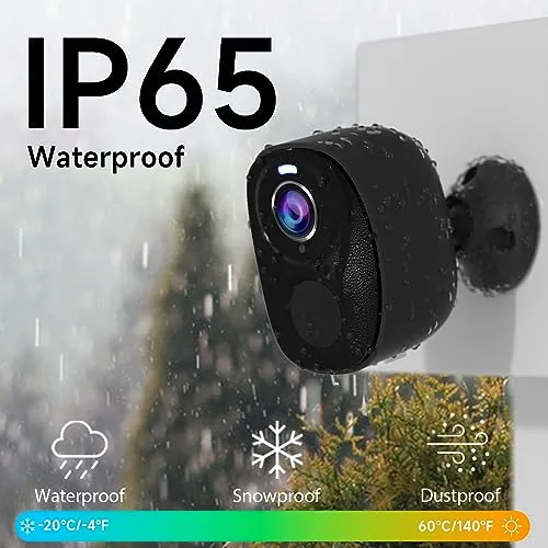ELECCTV Security Cameras Wireless Outdoor, 2K Battery Powered Camera for Home Security with IP65, SD/ Free Cloud Storage, No