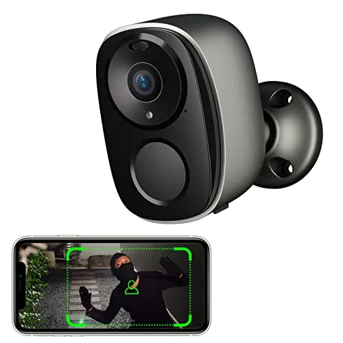 ELECCTV Security Cameras Wireless Outdoor, 2K Battery Powered Camera for Home Security with IP65, SD/ Free Cloud Storage, No