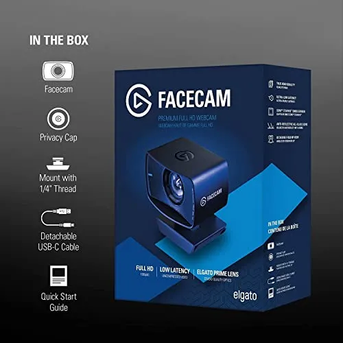 Elgato Facecam - 1080p60 True Full HD Webcam for Live Streaming, Gaming, Video Calls, Sony Sensor, Advanced Light