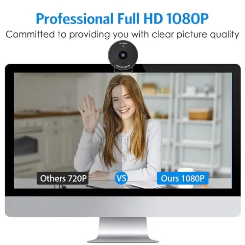 EMEET 1080P Webcam - USB Webcam with Microphone & Physical Privacy Cover, Noise-Canceling Mic, Auto Light Correction, EMEET