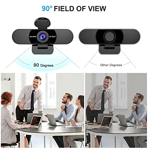EMEET C960 1080P Webcam with Microphone, C960 Web Camera, 2 Mics Streaming Webcam, 90°View Computer Camera, Plug and Play