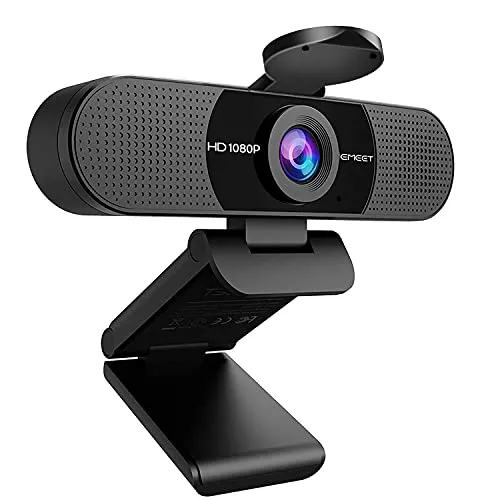 EMEET C960 1080P Webcam with Microphone, C960 Web Camera, 2 Mics Streaming Webcam, 90°View Computer Camera, Plug and Play