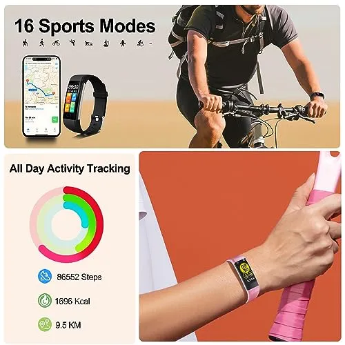 ENGERWALL Fitness Tracker with Step Counter/Calories/Stopwatch, Activity Tracker with Heart Rate Monitor, IP68, Health