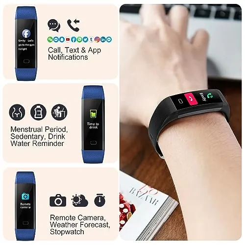 ENGERWALL Fitness Tracker with Step Counter/Calories/Stopwatch, Activity Tracker with Heart Rate Monitor, IP68, Health