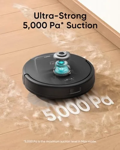 eufy Clean L60 Robot Vacuum, Ultra Strong 5,000 Pa Suction, iPath Laser Navigation, for Deep Floor Cleaning, Ideal for Hair,