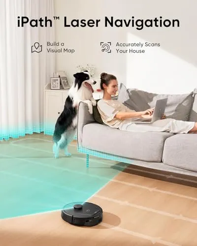 eufy Clean L60 Robot Vacuum, Ultra Strong 5,000 Pa Suction, iPath Laser Navigation, for Deep Floor Cleaning, Ideal for Hair,