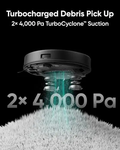 eufy Clean X8 Pro Robot Vacuum Self-Empty Station, Twin-Turbine 2× 4,000 Pa Powerful Suction, Active Detangling Roller