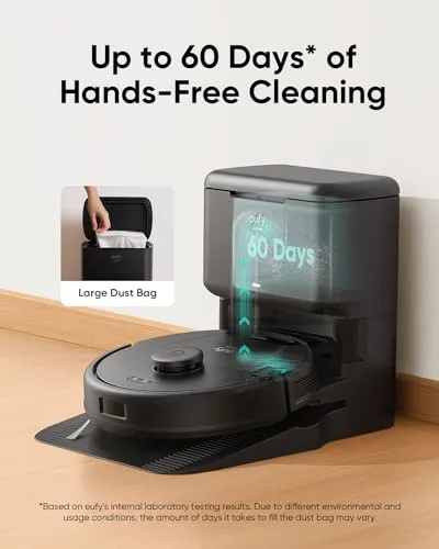 eufy L60 Robot Vacuum with Self Empty Station, Hair Detangling Technology, Up to 60 Days Hands Free Cleaning, 5,000 Pa