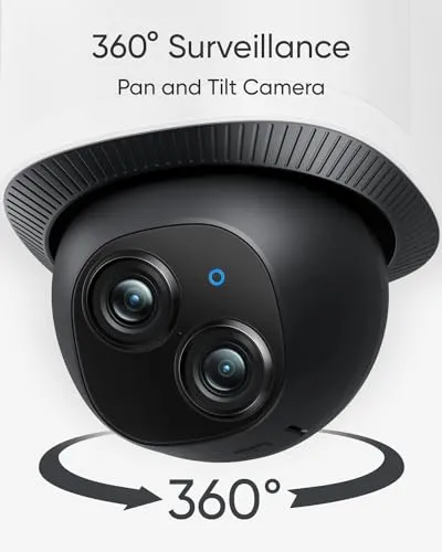 eufy Security Floodlight Camera E340 Wired, 360° Pan and Tilt, 24/7 Recording, Dual-Band Wi-Fi, 2,000 Lumens,